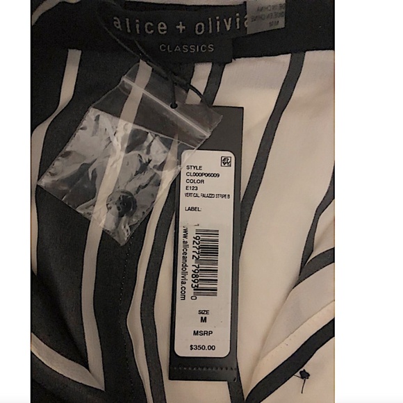 Willa Colorblock Stripe Silk Button-Up Shirt Alice + Olivia - Picture 6 of 12